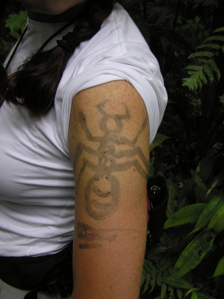 Det är brukligt att få en tatuering innan besök i regnskogen. I mitt fall en tarantula.
