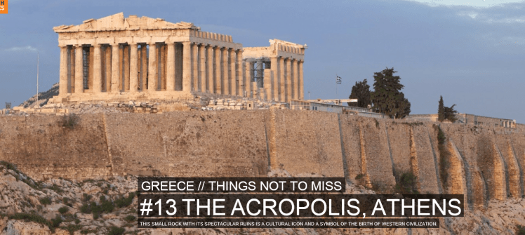 Akropolis. På plats 13 över saker du inte får missa i Grekland. Foto hämtat från Rough guides.com.